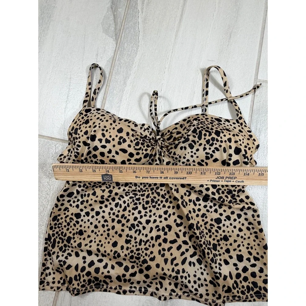 Victoria's Secret Leopard Print Underwire Tankini Top 36D Tan Black 293498-4RT